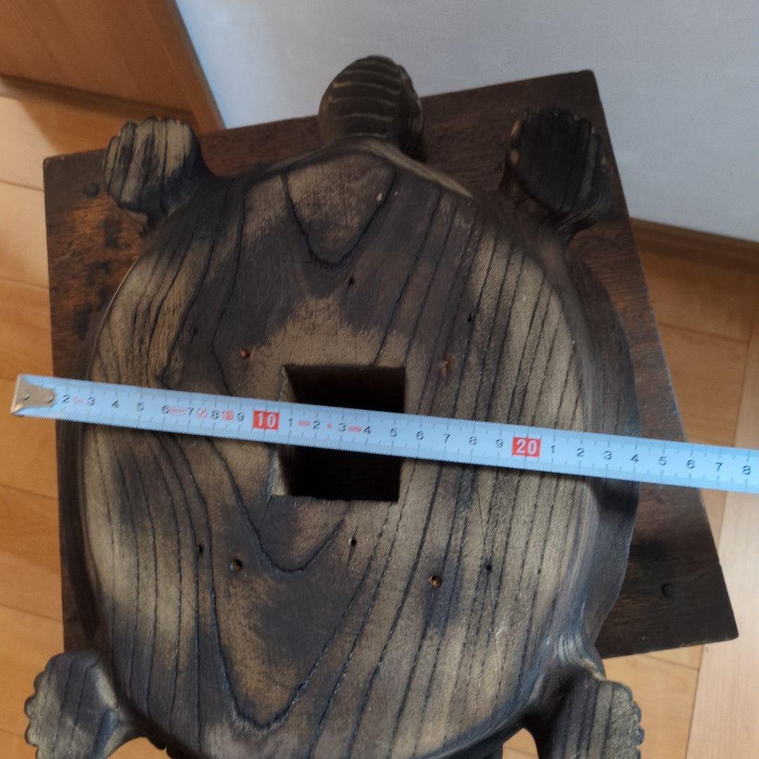 木製亀の彫刻 オブジェ