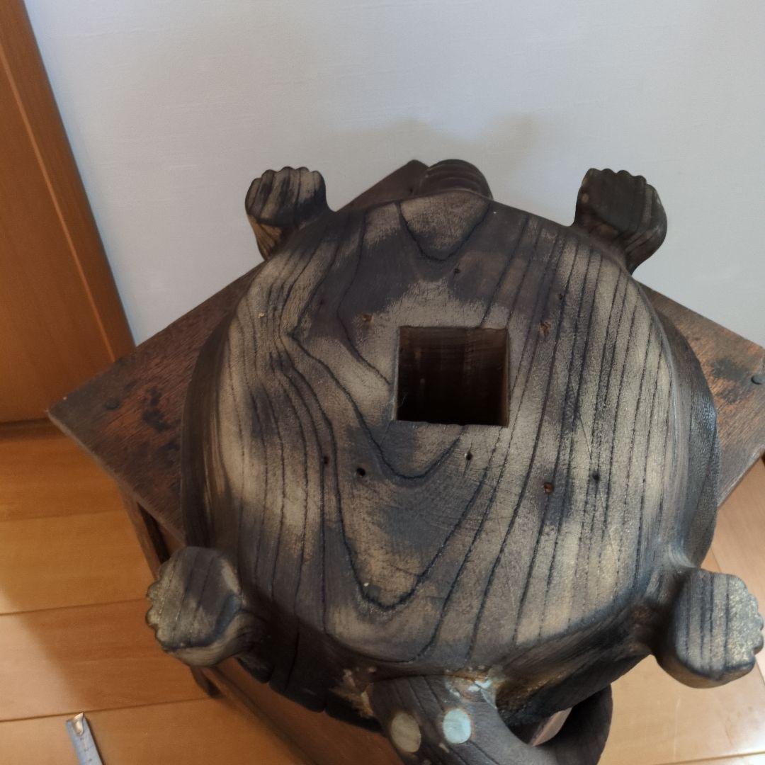 木製亀の彫刻 オブジェ