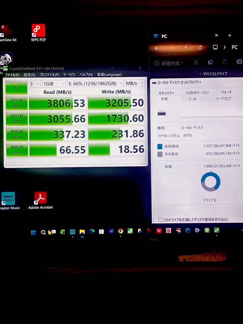 内臓型FN955 M.2 SSD 2TB NVME 最大読込7350MB/s