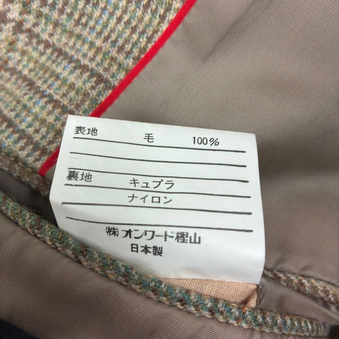 美品　ジェイプレス　ツイード　テーラードジャケット　グレンチェック　M　キャメル