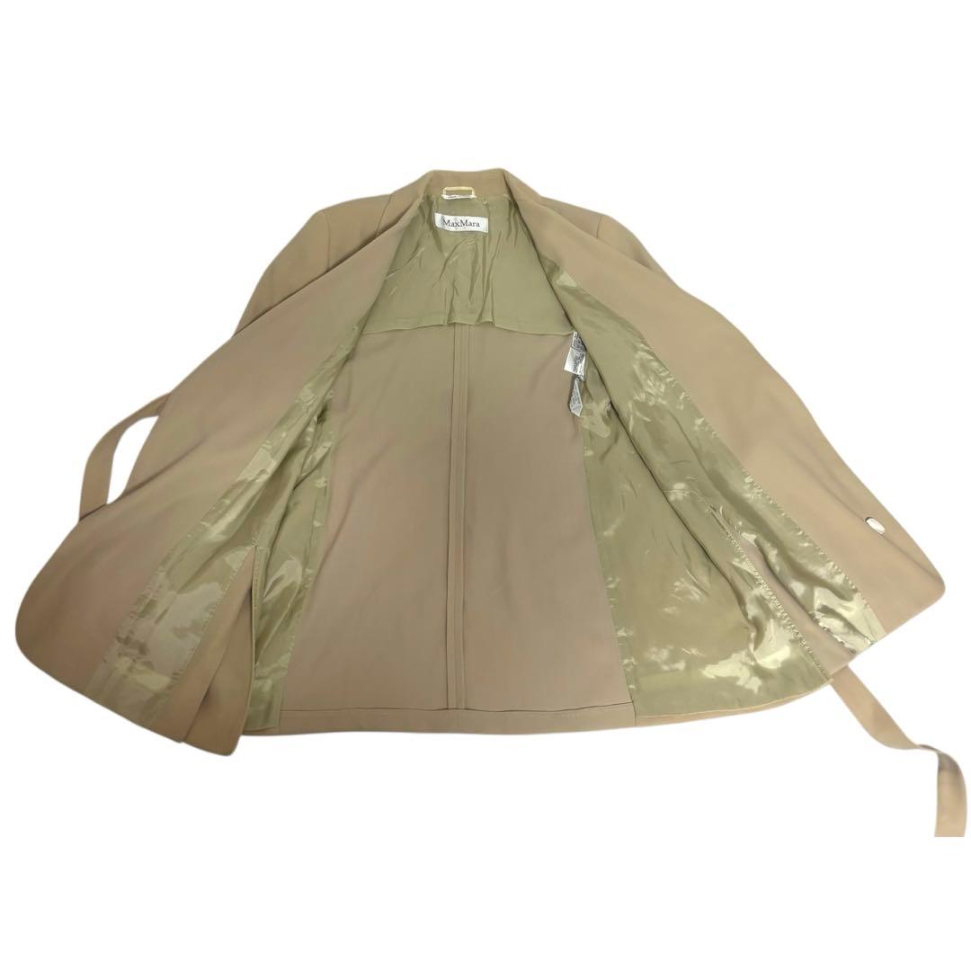 【美品 白タグ】MaxMaraヴァージンウールジャケットベージュ ラップ風 上質
