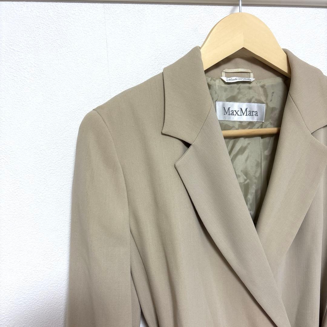 【美品 白タグ】MaxMaraヴァージンウールジャケットベージュ ラップ風 上質