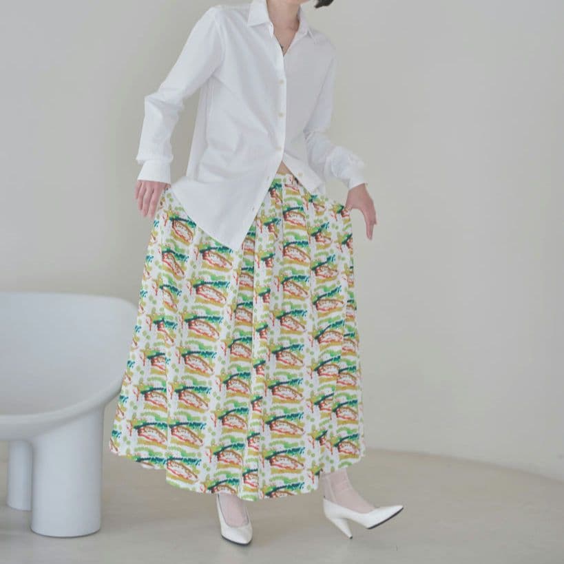 極美品/HERALBONY/フレアスカート「けしき」「アオの世界」