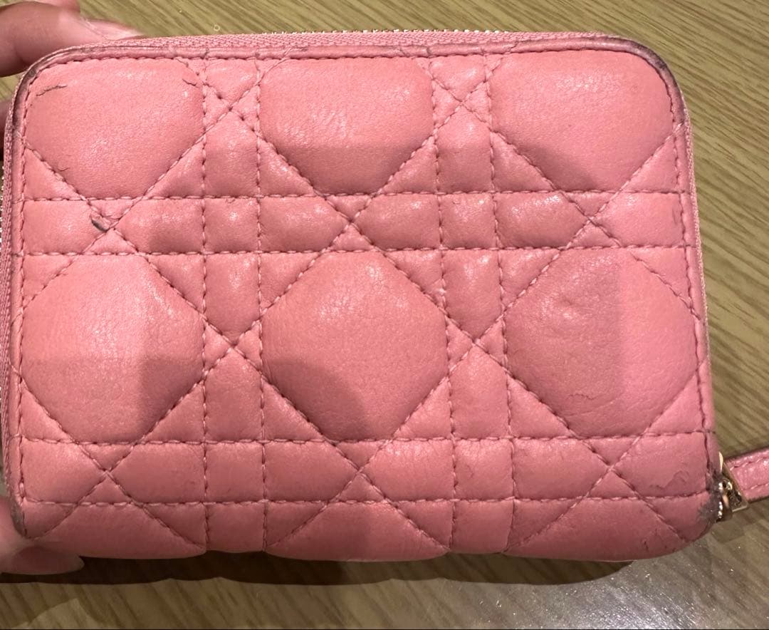 Dior ピンク キルティング 二つ折り財布