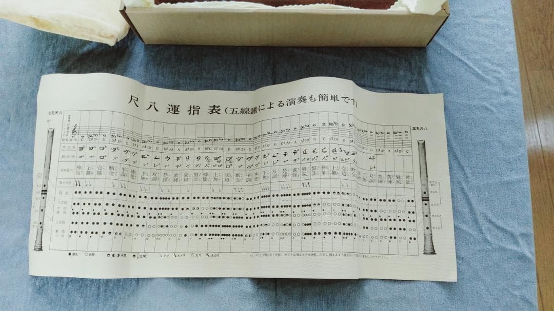 尺八　竹宝　箱・運指表つき
