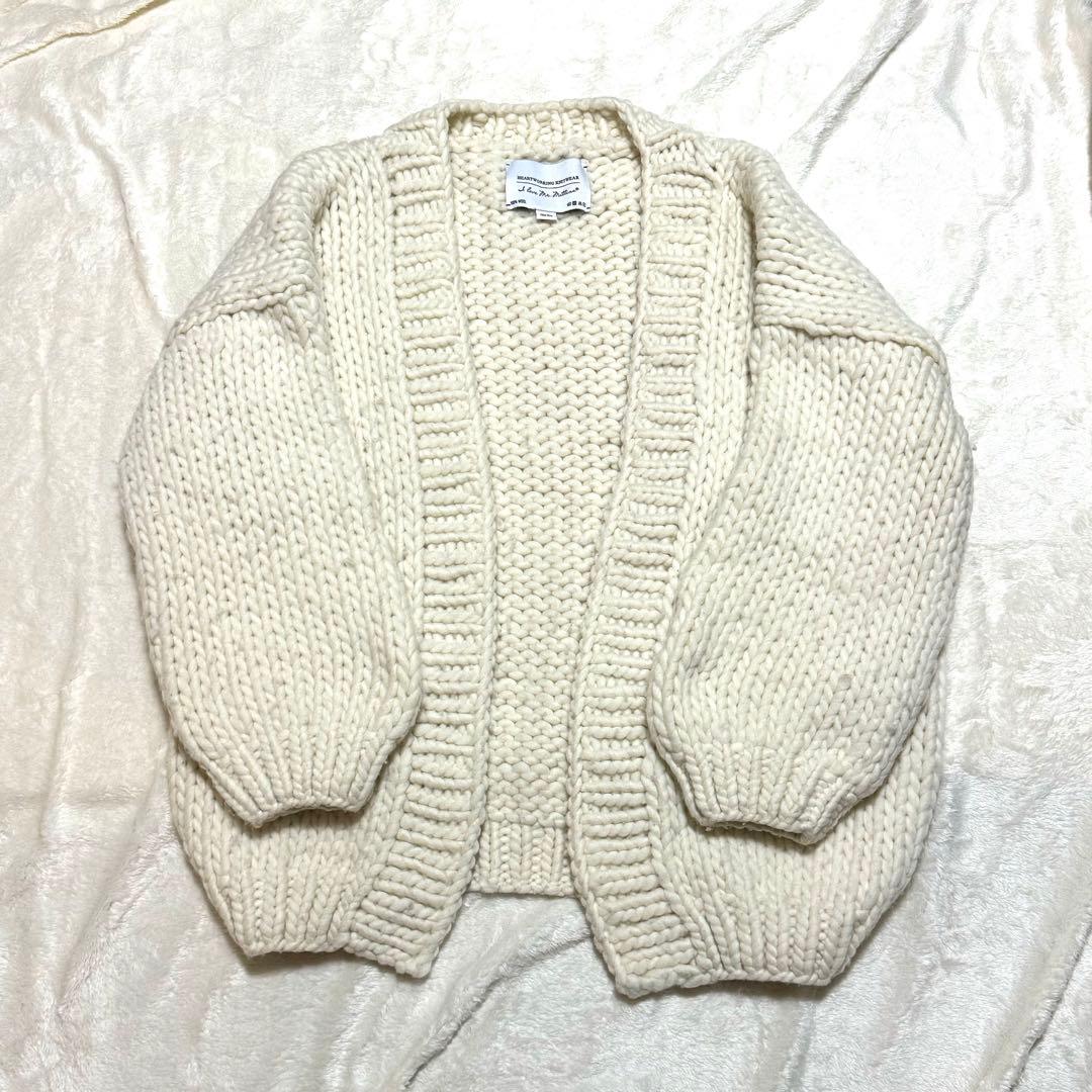 美品 I Love Mr.Mittens ニット カーディガン ウール 厚手 白