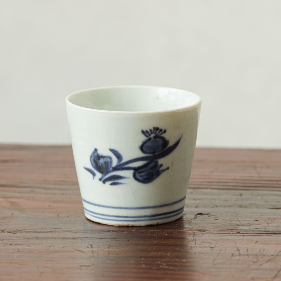 伊万里　古伊万里　薊　蕎麦猪口　江戸　中期　べた底　金継ぎ　材料