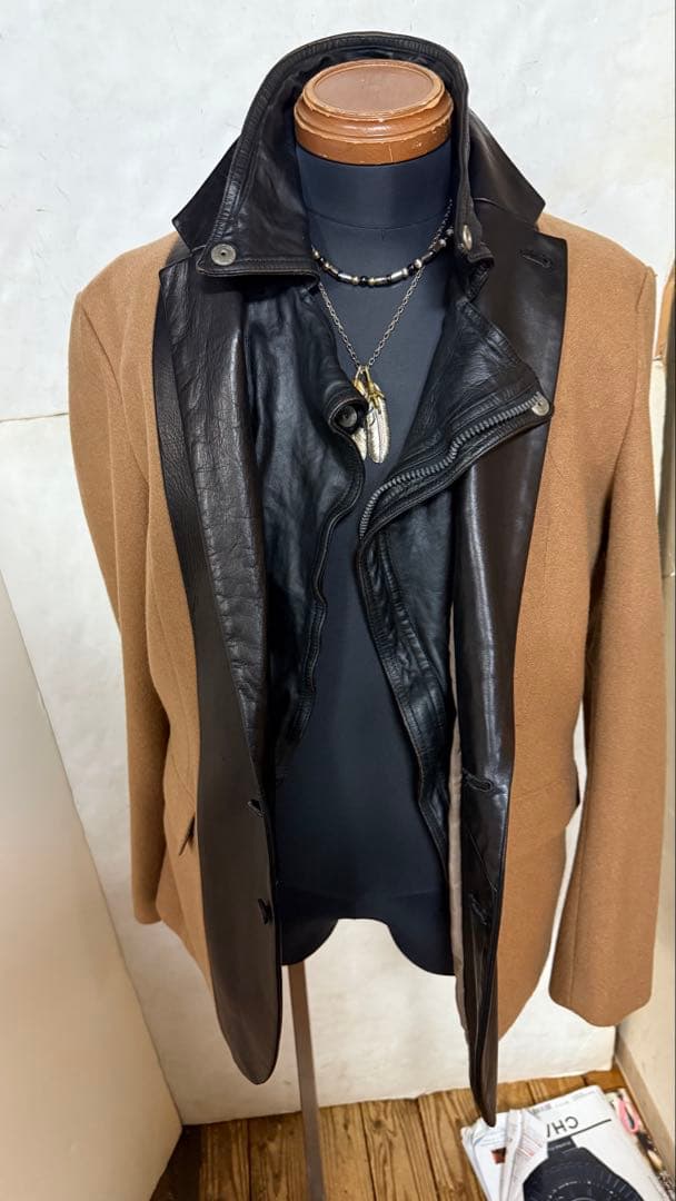 バックラッシュ　レザーミックス　ウールジャケット　サイズL