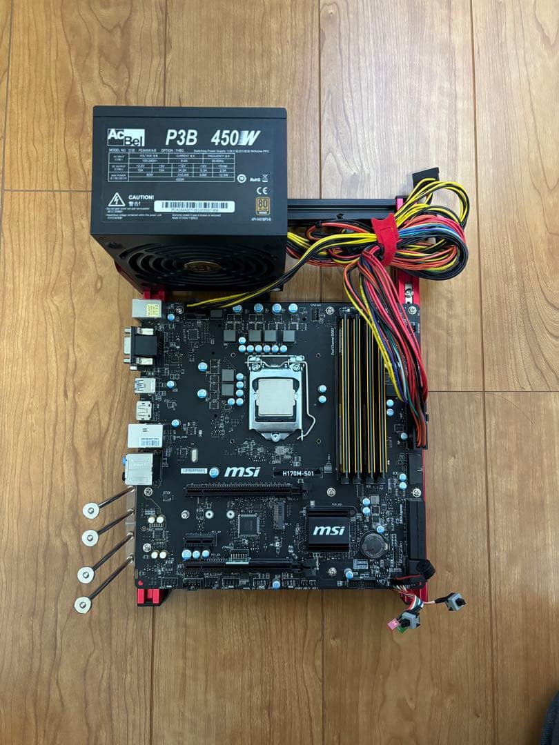MSI H170M-S01 i7-6700 メモリ16GB ベンチ台、電源なし