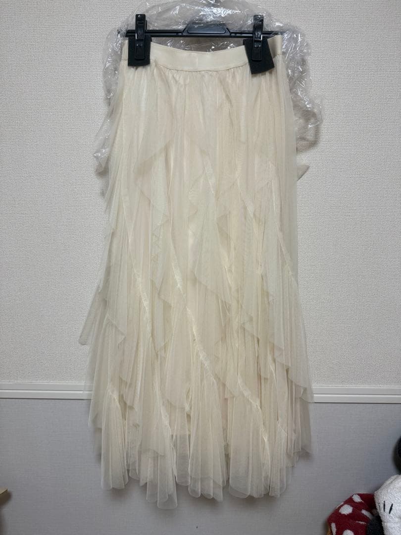 【完売品】COCODEAL チュールエスカルゴフリルフレアスカート