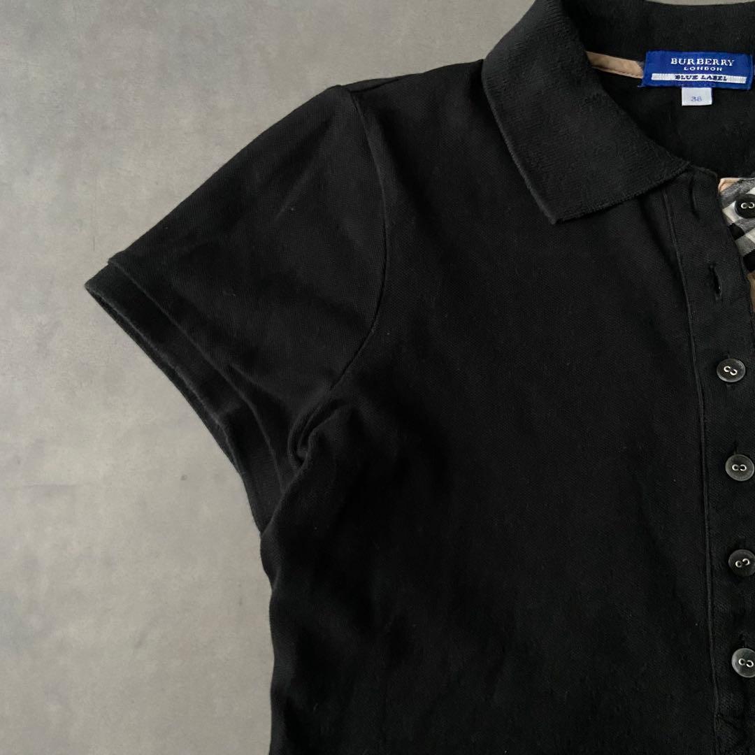 バーバリーブルーレーベル ポロシャツ ロゴ刺繍ノバチェック y2k BI00