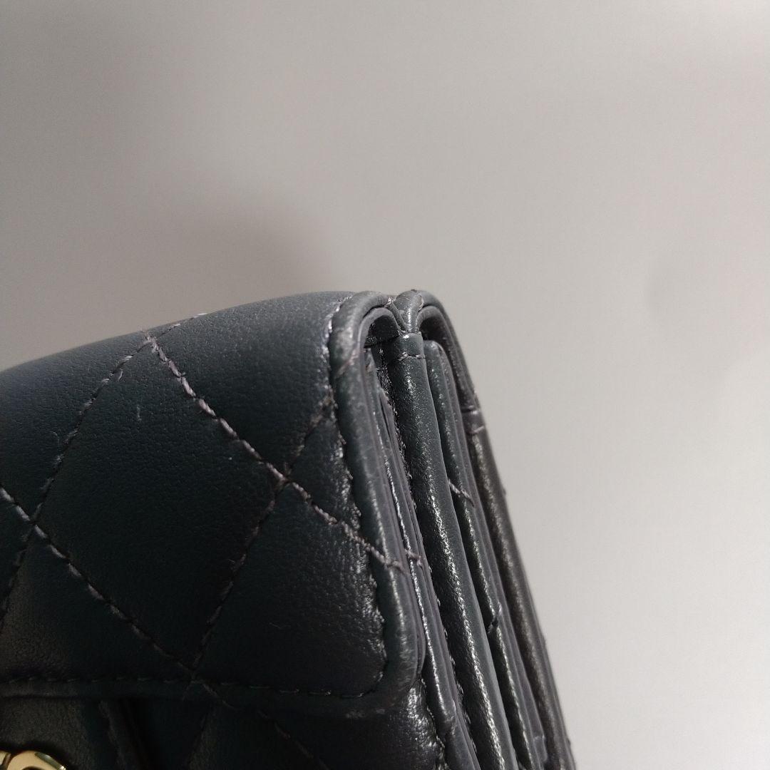 【CHANEL】マトラッセ スモールウォレット ラムスキン ダークグレー