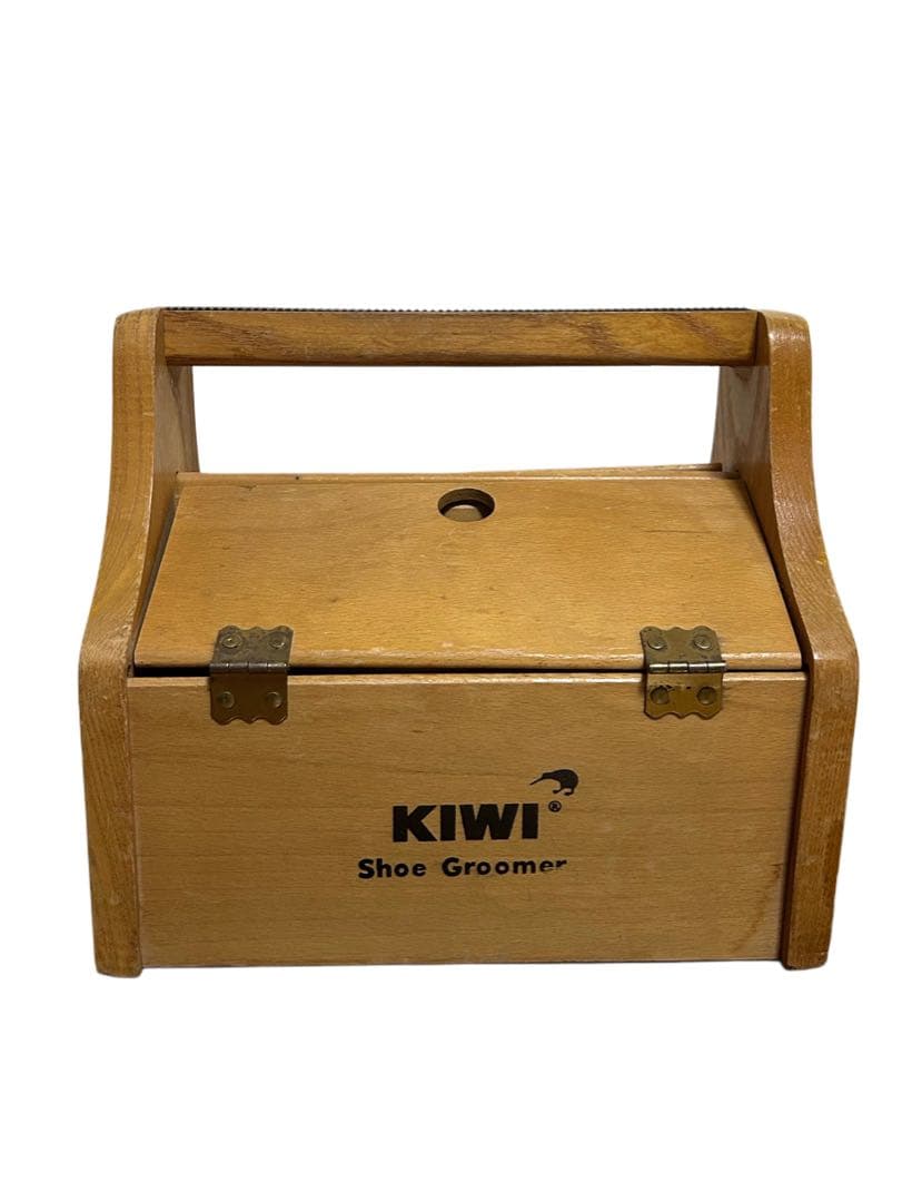 60s 70s ビンテージ KIWI 靴磨き 木箱 シューシャイン ボックス