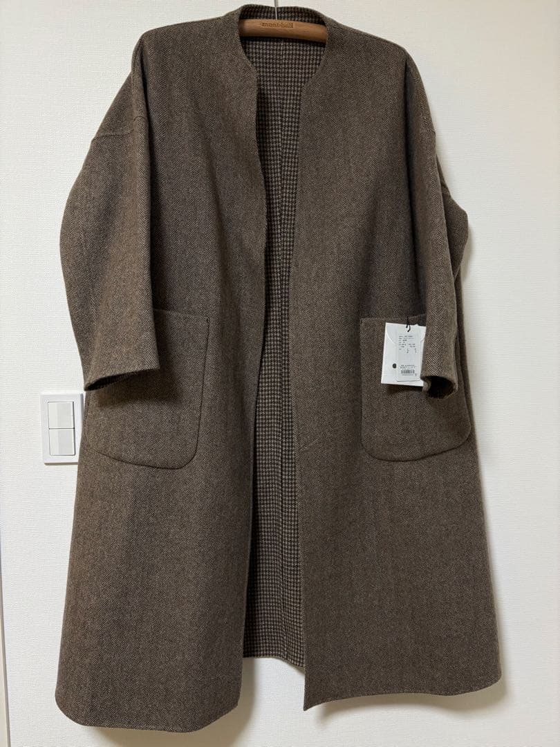URBAN RESEARCH ノーカラー　リバーロングコート　リバーシブル　38