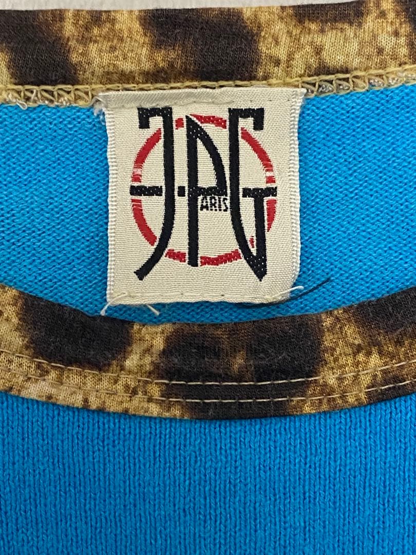 Jean Paul Gaultier ロゴ ブルー系ボーダー Tシャツ S相当