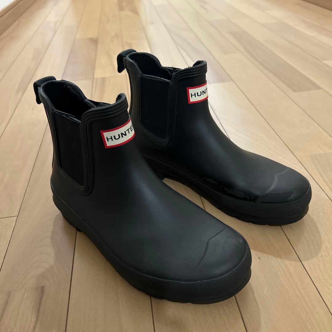 美品 HUNTER ブラック ショートブーツ　レインブーツ 24cm EU38