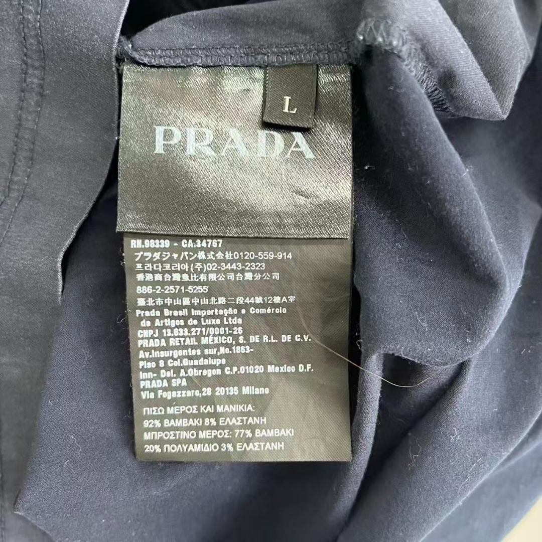 PRADA プラダ Tシャツ ロゴ ポケット ネイビー 切り替え