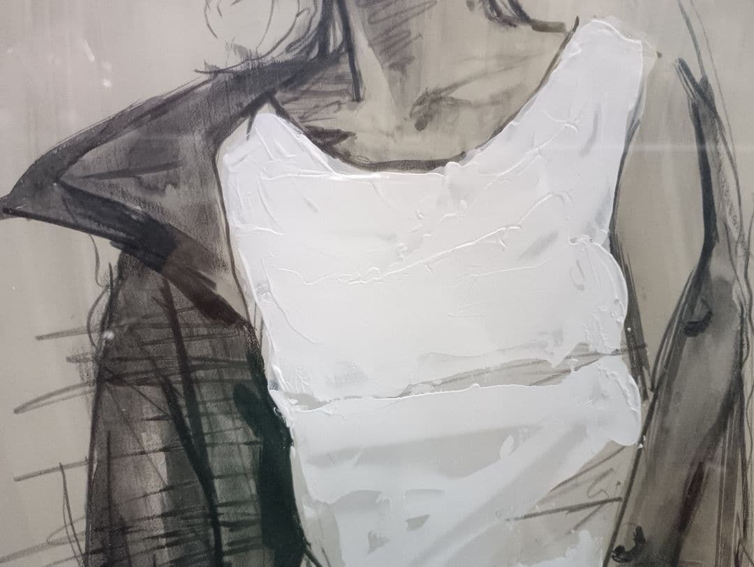 3117水彩画「女性像」画家不明　裏側にもあり