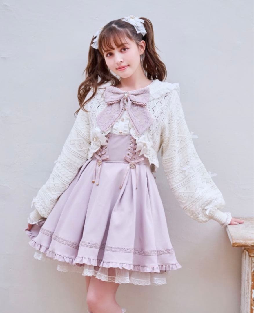 LIZLISA リズリサ クロップドリボンセーラーカーディガン ニットWhite