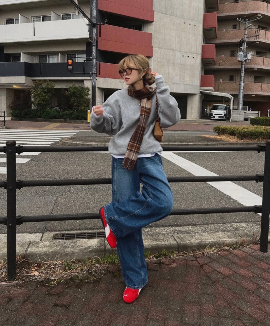 Nalm. barrel leg wide denim Sサイズ