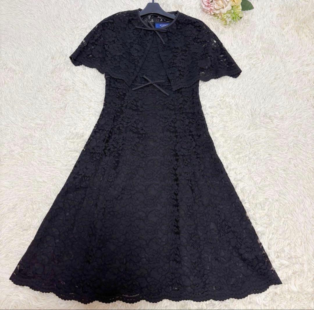 【新品同様】 リボン　ケープ付きワンピース エムズグレイシー　花柄　レース　36