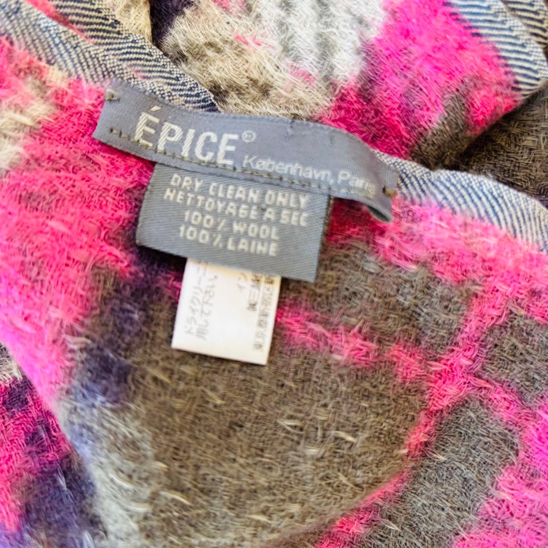 ÉPICE エピス 大判ウールストール ピンクチェック