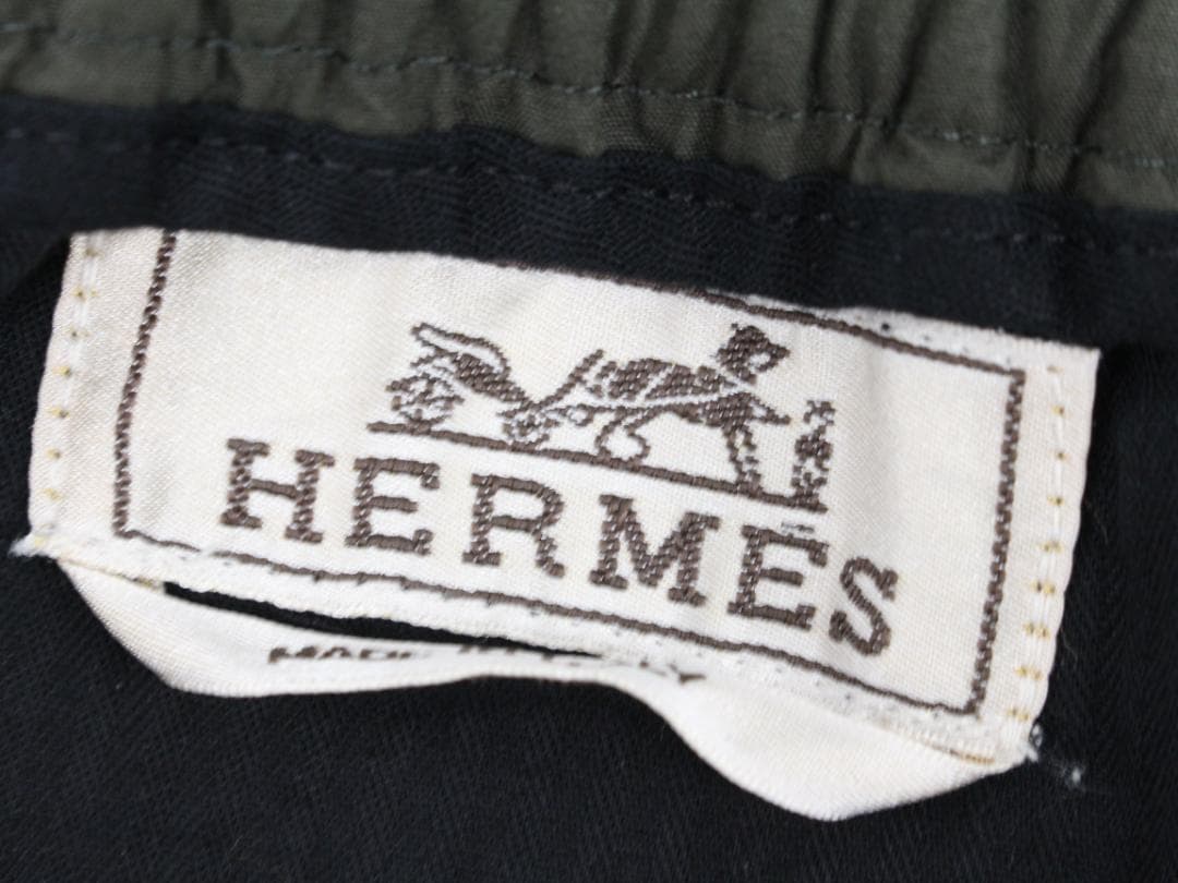 ▲HERMESエルメス イージーウエスト ジョガーパンツ 裾ジップ カーキ系