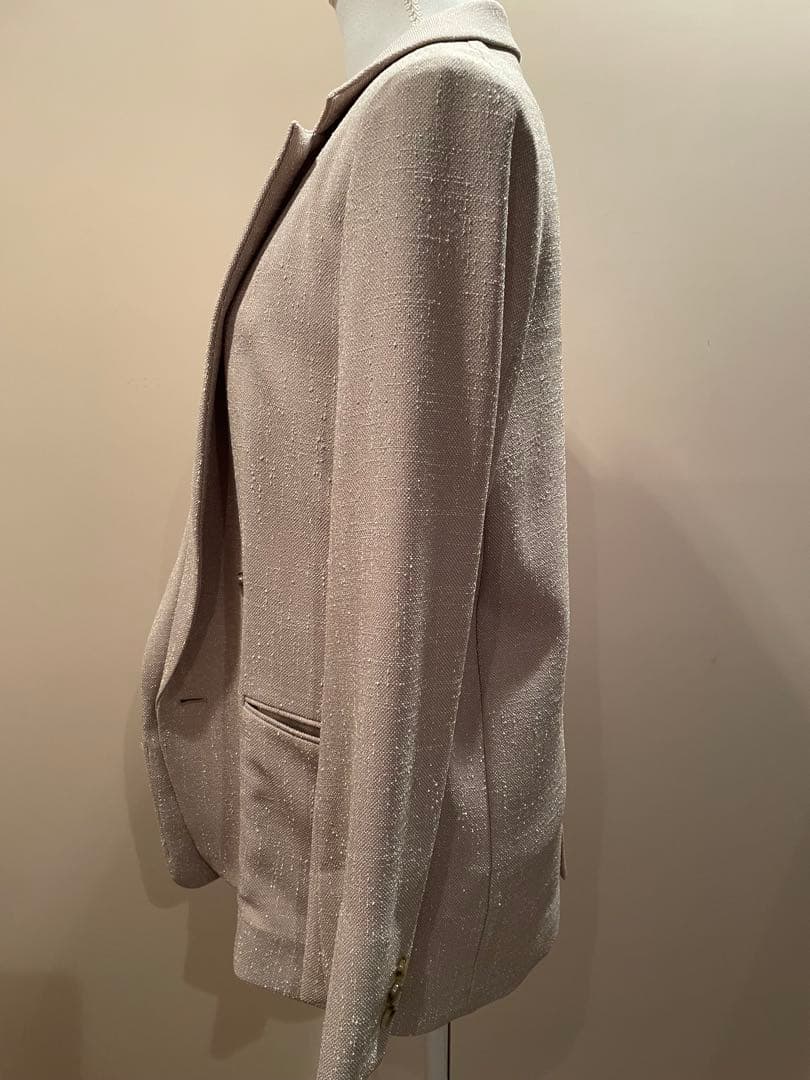 【美品】ツイードジャケット　ベージュ テーラードジャケット