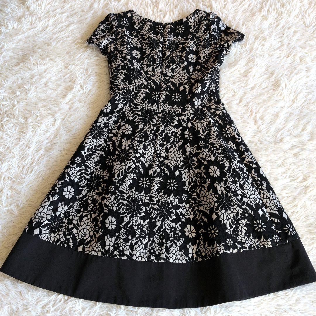 エムズグレイシー フラワージャガード ワンピース 刺繍 黒38