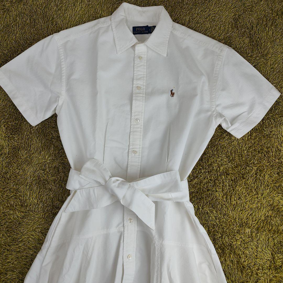 POLO RALPH LAUREN シャツワンピース ベルト ポニー刺繍 白　2