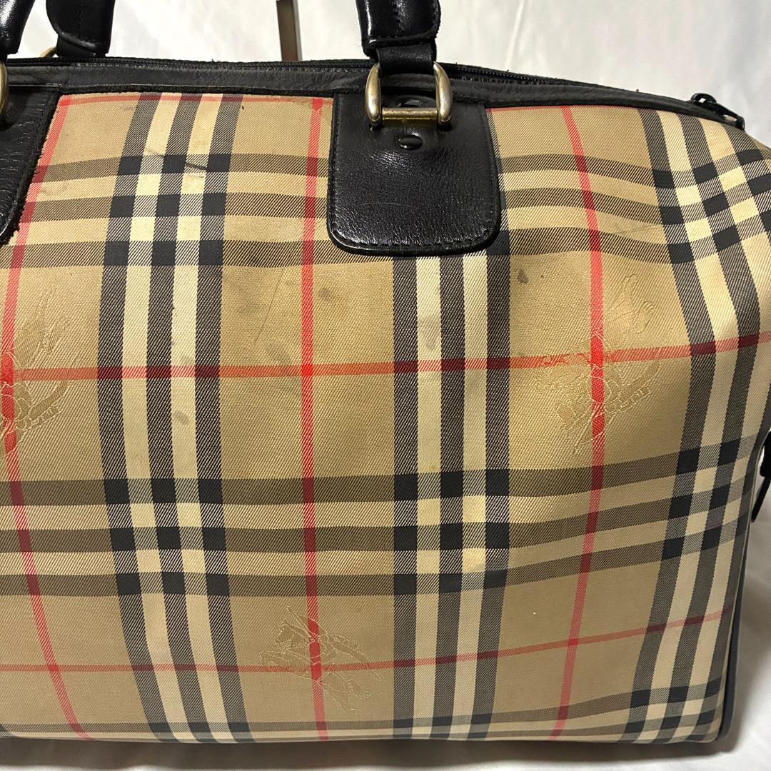 Burberrys ボストンバッグ 大容量 ノバチェック ブラック×ベージュ