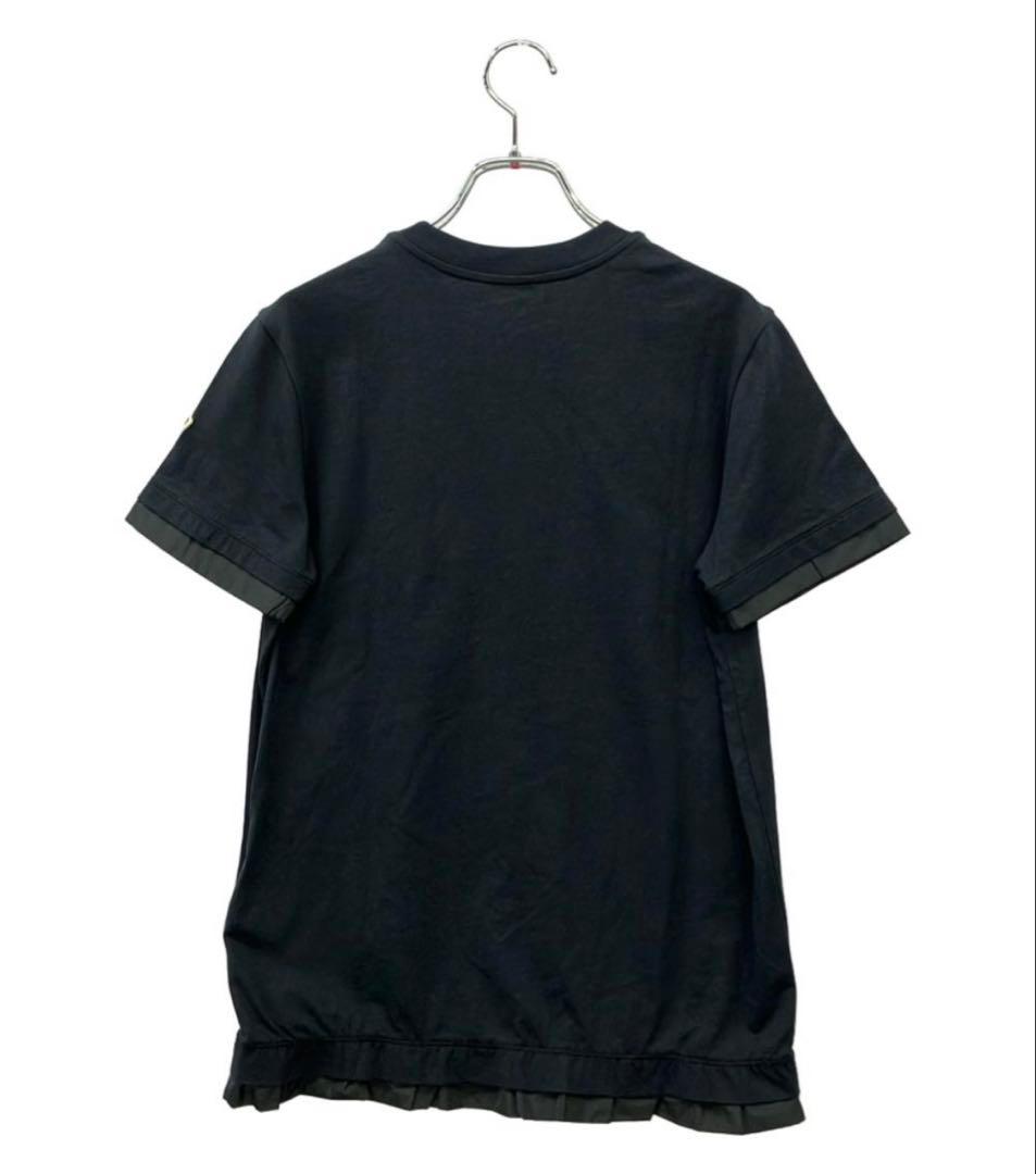 MONCLER ブラック Tシャツ 半袖 フリル付き
