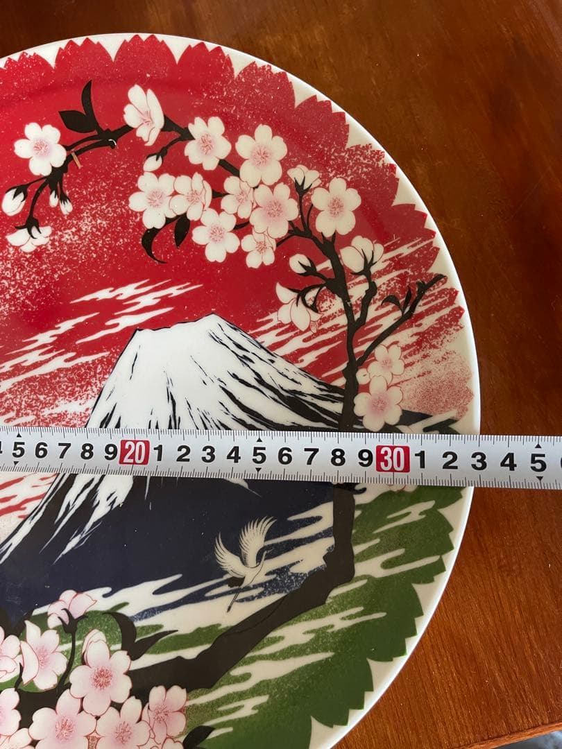 和柄 大皿 33cm 4枚セット 富士山 桜 福 フグ　河豚 正月飾り 大皿