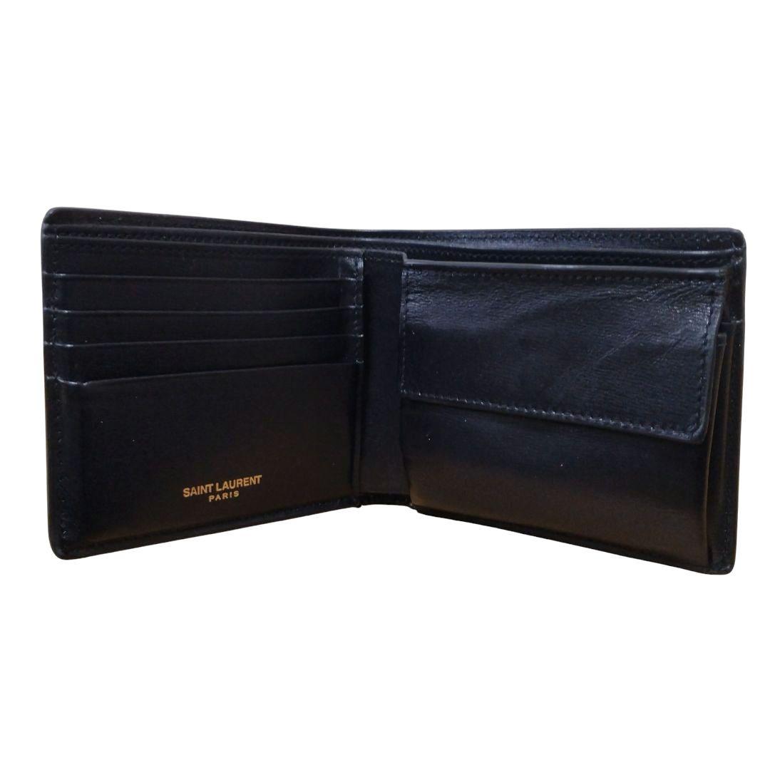 ✨美品✨サンローラン 二つ折り財布 レザー カサンドラ ゴールド金具 本革 黒