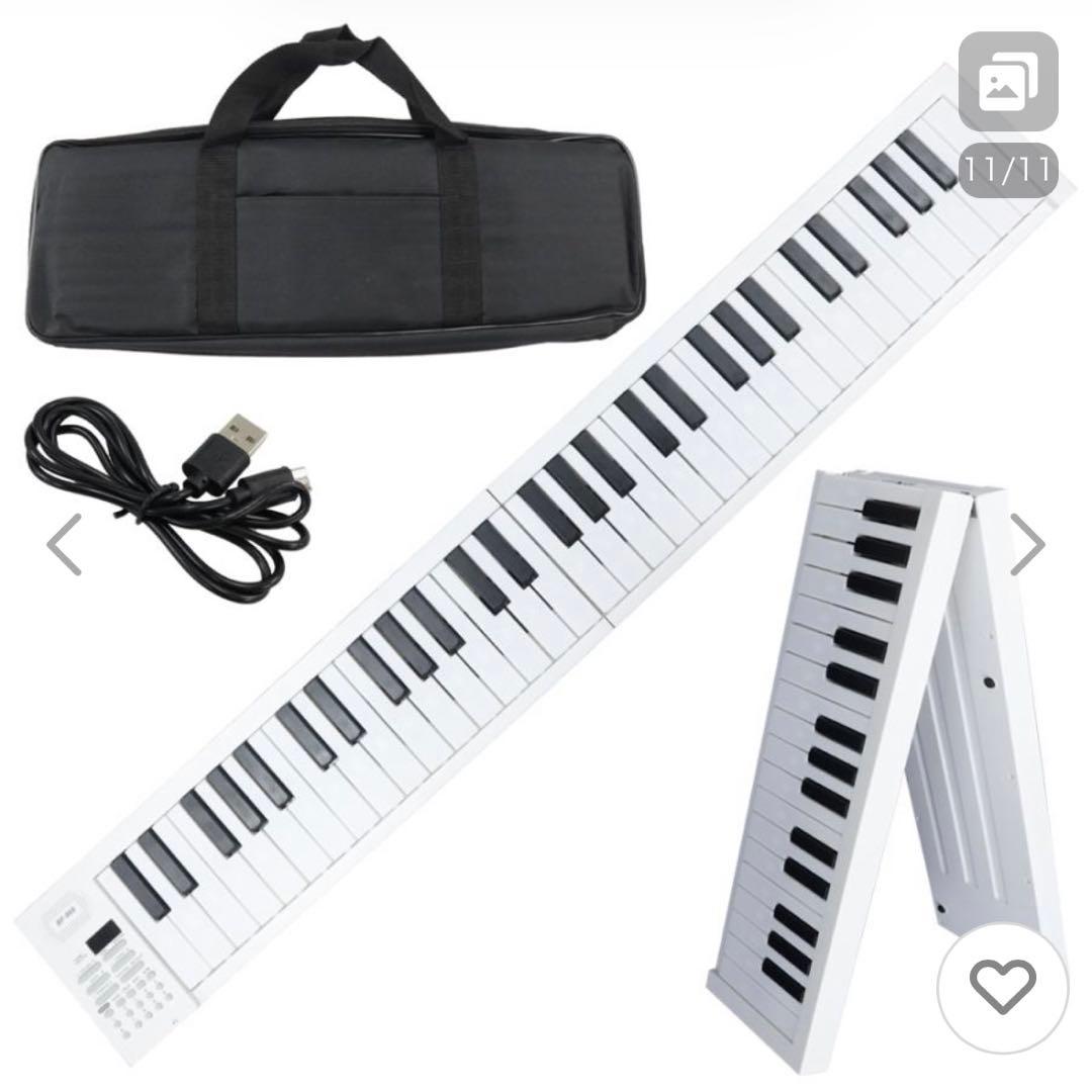 『新品・未使用』✨折りたたみ式電子ピアノ✨61鍵盤　デジタルピアノ　ホワイト