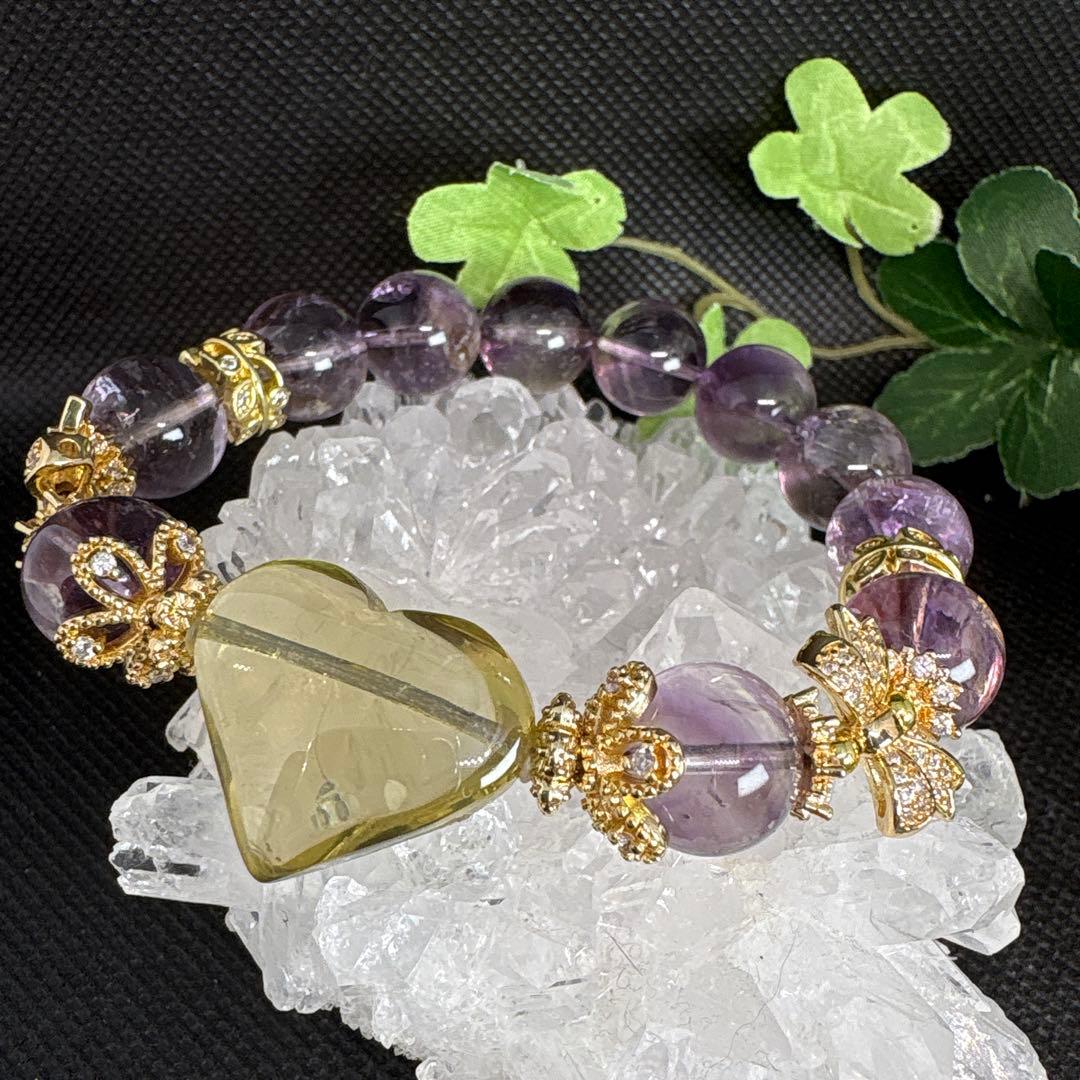 ＊蓮華様おまとめ＊シトリン　ハート　アイリスアメジスト　虹　ブレスレット