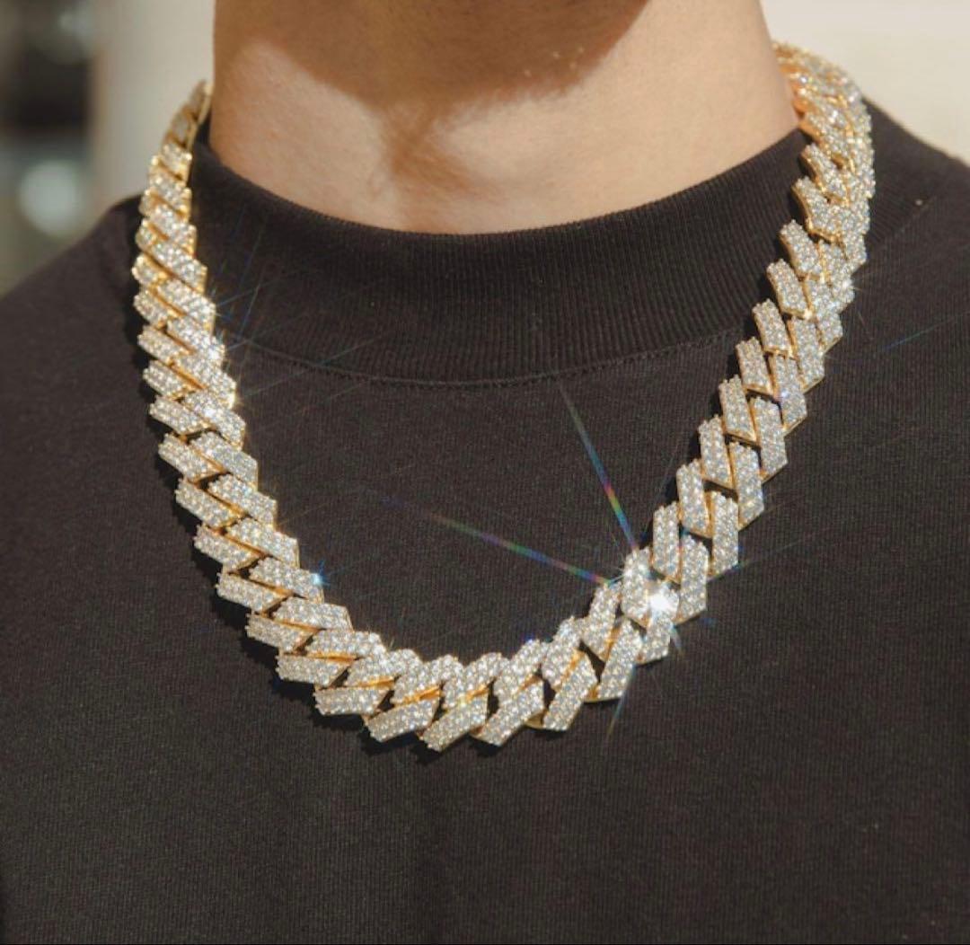 glitter iced out 19mmゴールドチェーンネックレス