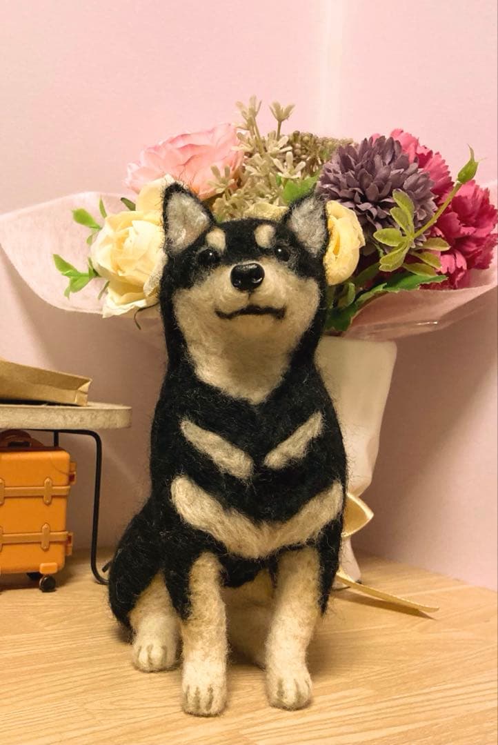 羊毛フェルト　黒柴　ハンドメイド　柴犬♡