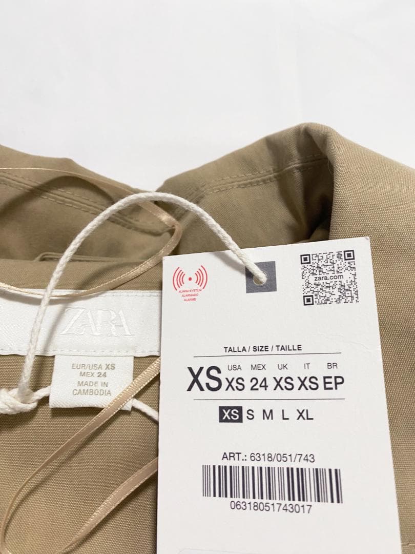 新品 ZARA ショートトレンチコート ショルダーパッド付き XS