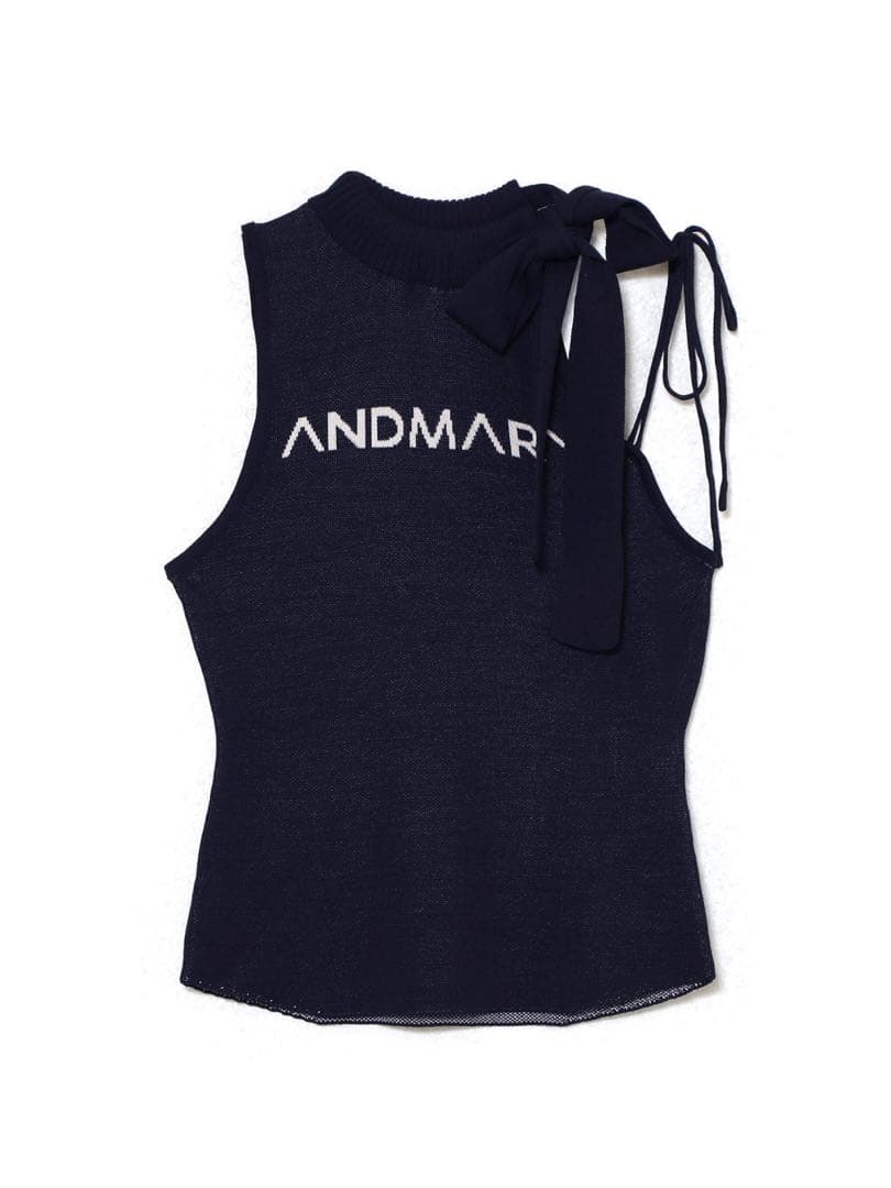トップス Andmary Mary logo ribbon tank navy