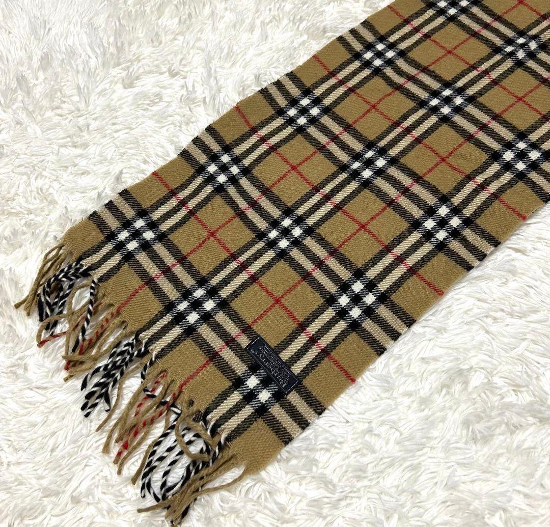 じ*ー様 【極美品✨】バーバリー マフラー ノバチェック ウール ベージュ フリ