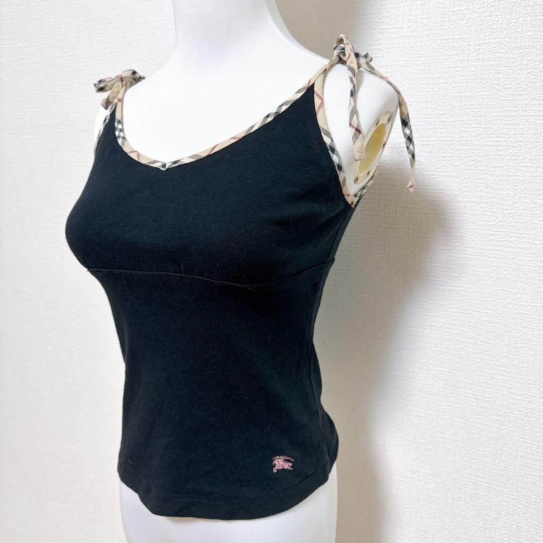 バーバリーブルーレーベル キャミソール ノバチェック ロゴ刺繍　ブラック