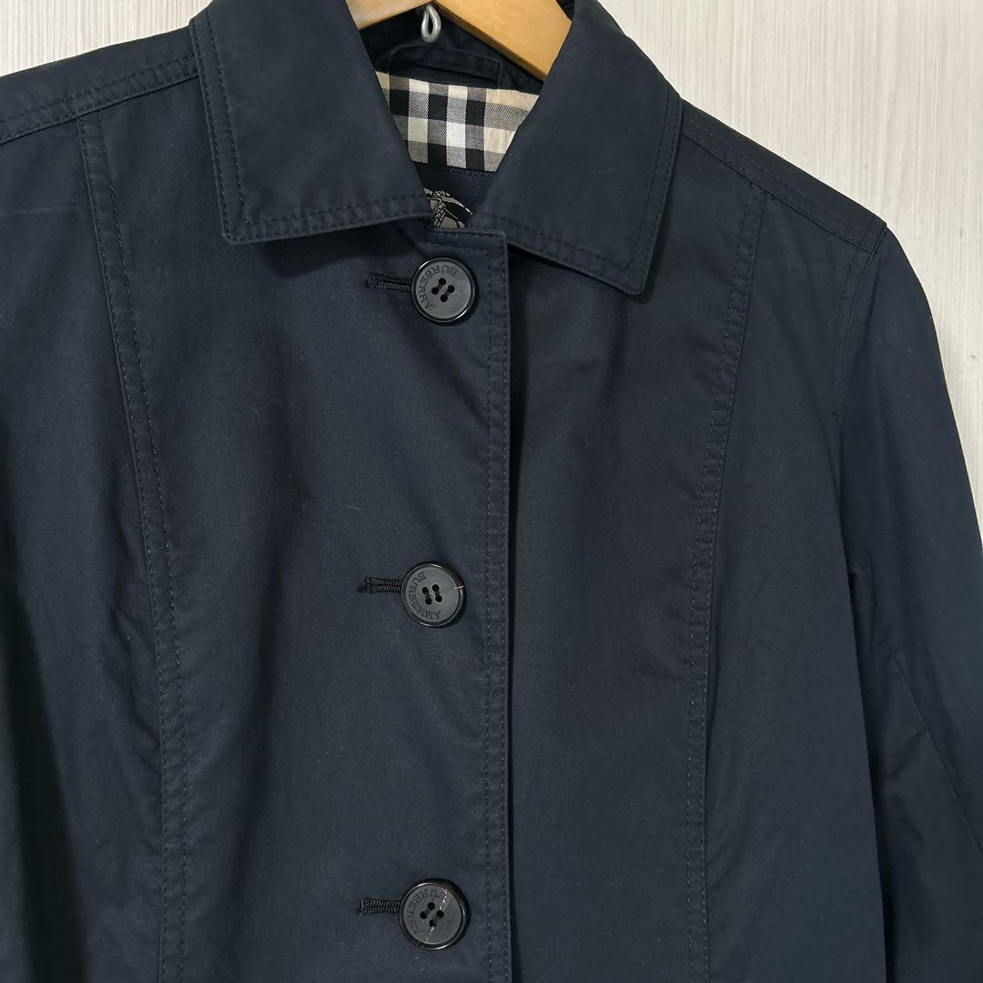 バーバリーBURBERRYトレンチコート スプリングコートネイビー紺36 S