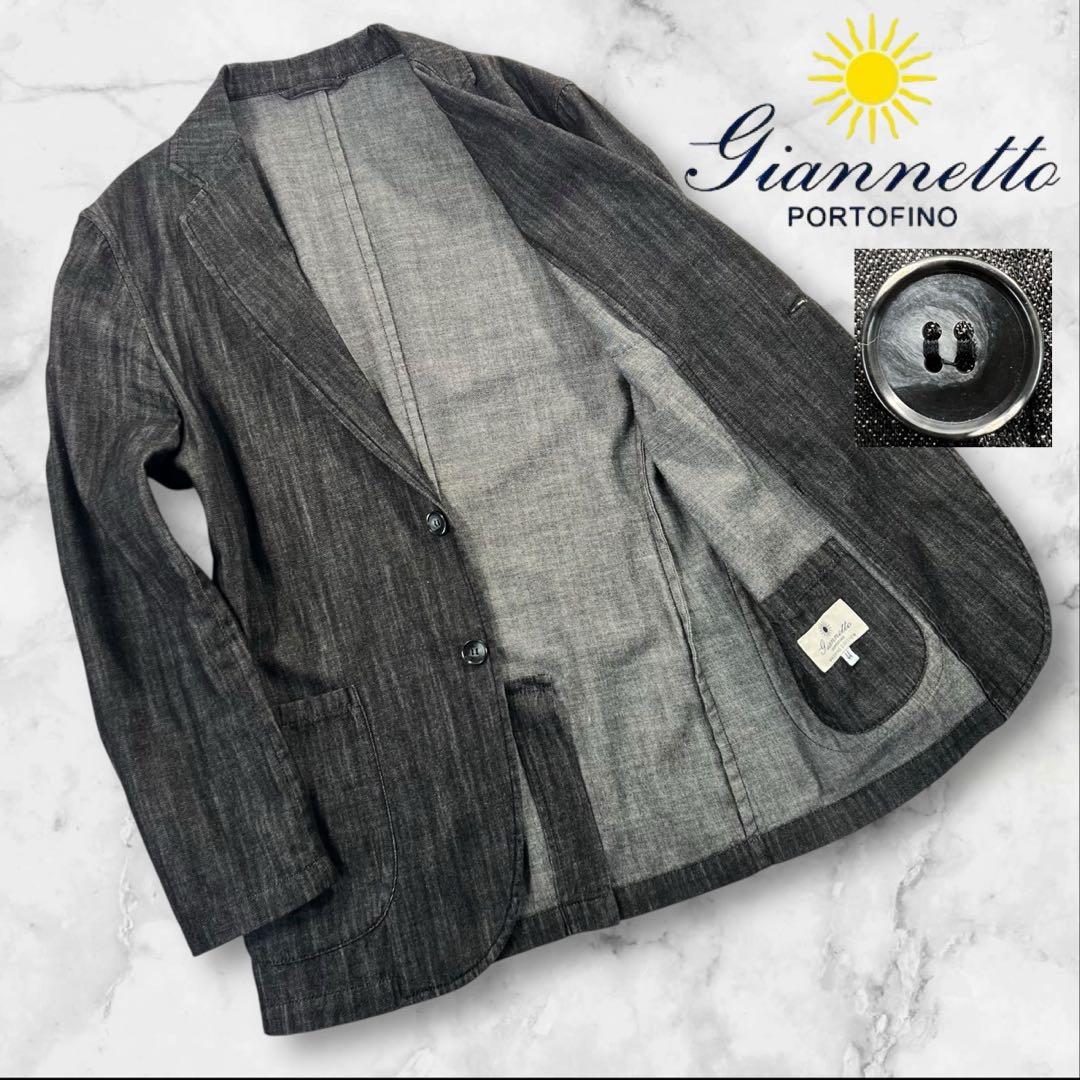 定価4.8万 極美品 GIANNETTO ブラックデニム シャツジャケット 44