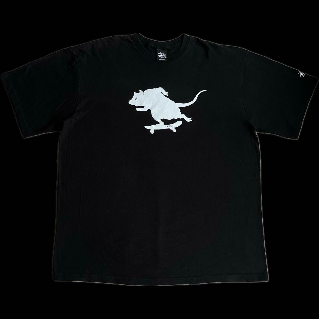 “sk8 rat” STUSSY プリント BLACK Tシャツ XL STU