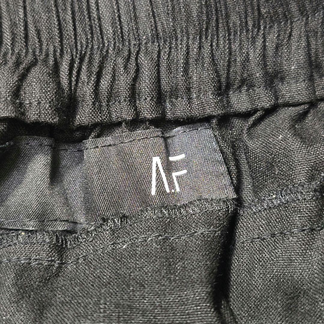 A.F ARTEFACT リネン混 サルエル カーゴ パンツ ブラック 3