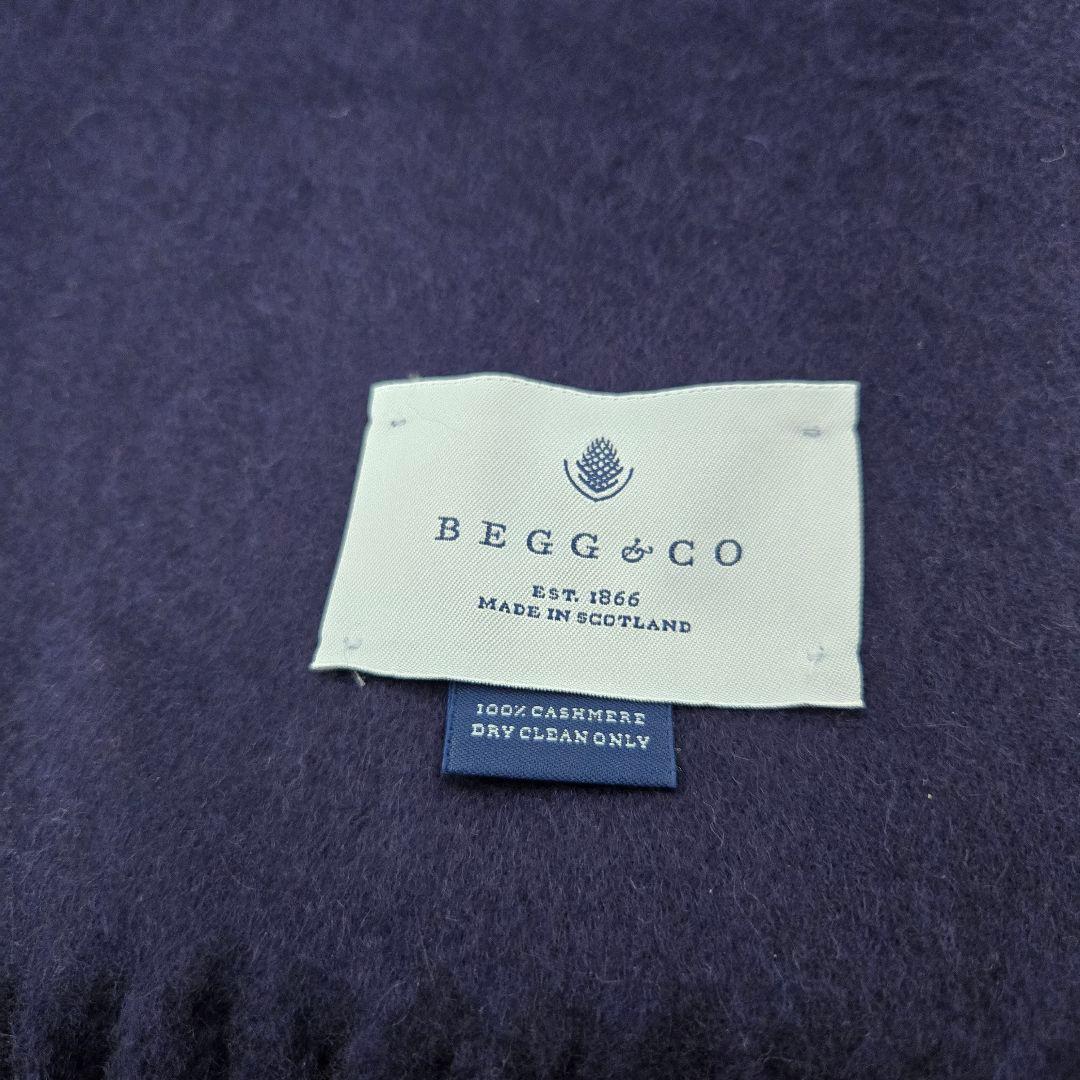 Begg & Co ネイビー カシミヤ100% 大判ストール