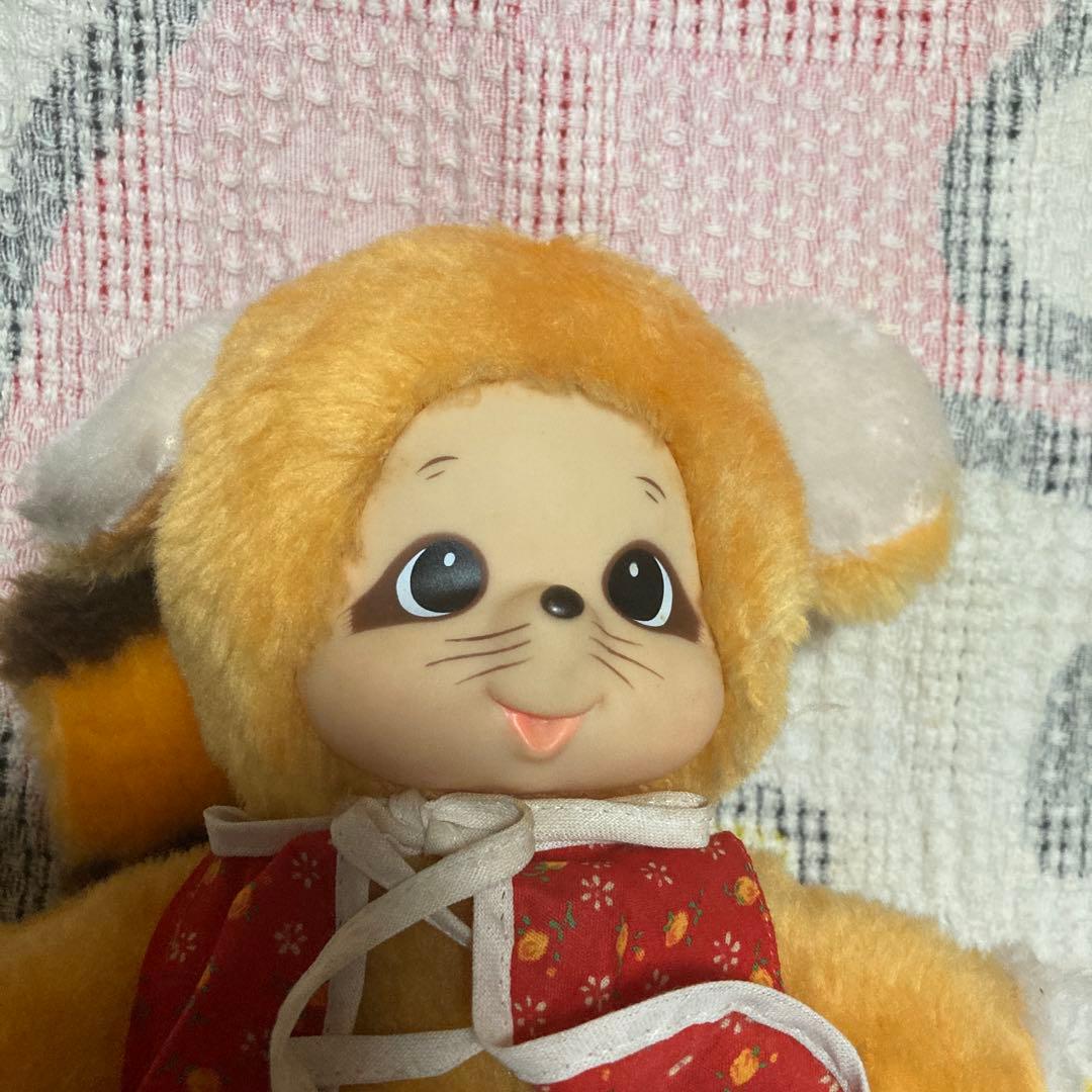 昭和レトロ　メーカー名不明　モンチッチ風　ぬいぐるみ　タヌキ　②