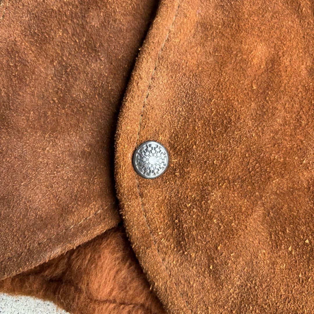 希少 70s 80s ヴィンテージ古着 本革スエードレザーベスト 肉厚 ブラウン