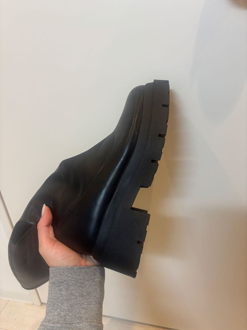 ブラックレザー ロングブーツ